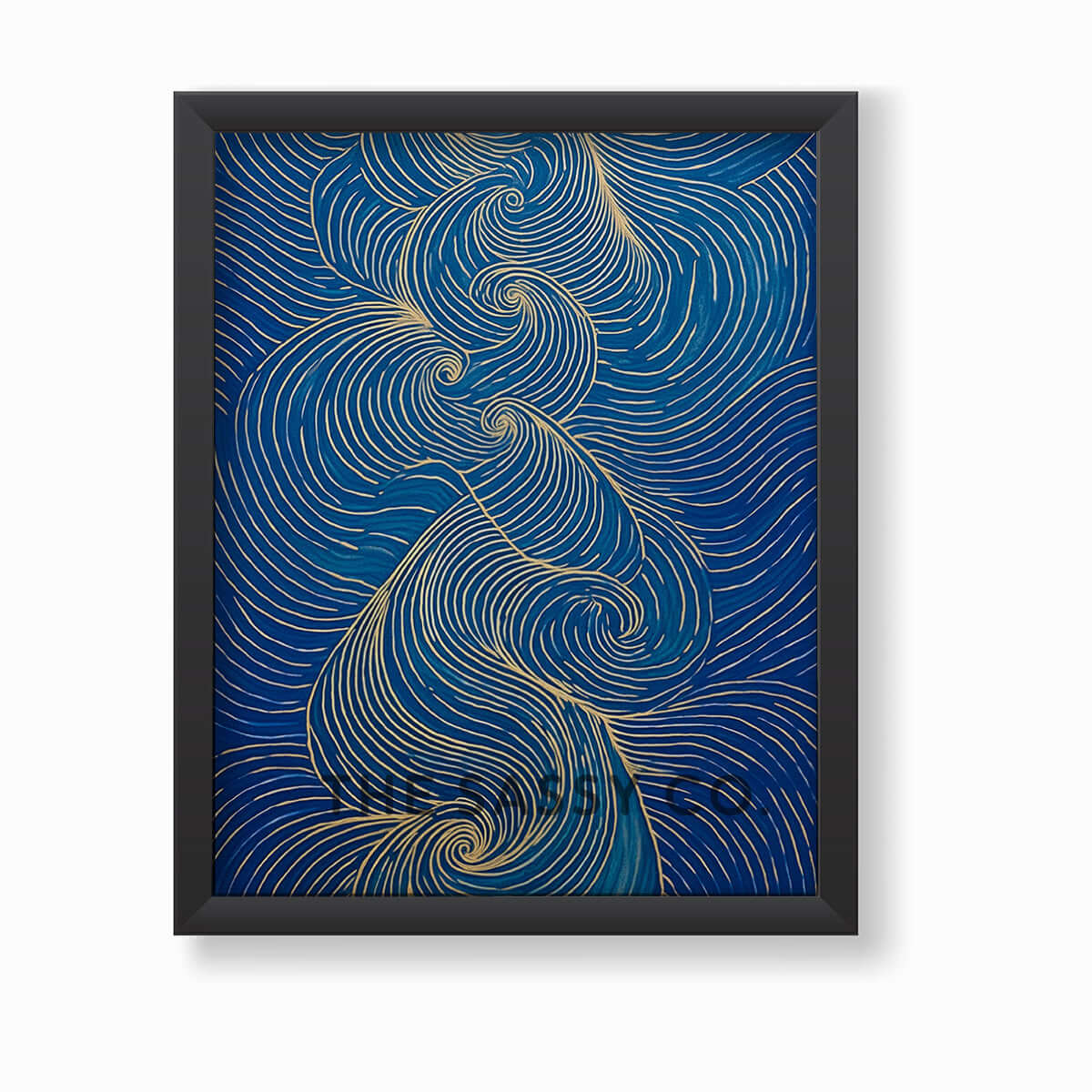 Nature inspired blue abstract wind wall art painting canvas & framed print for bedroom, living decor, office, work station, home decor
