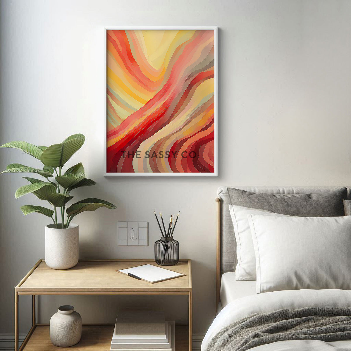 Nature Fire element, modern abstract wall art painting, canvas & framed print for living room, bedroom, home decor