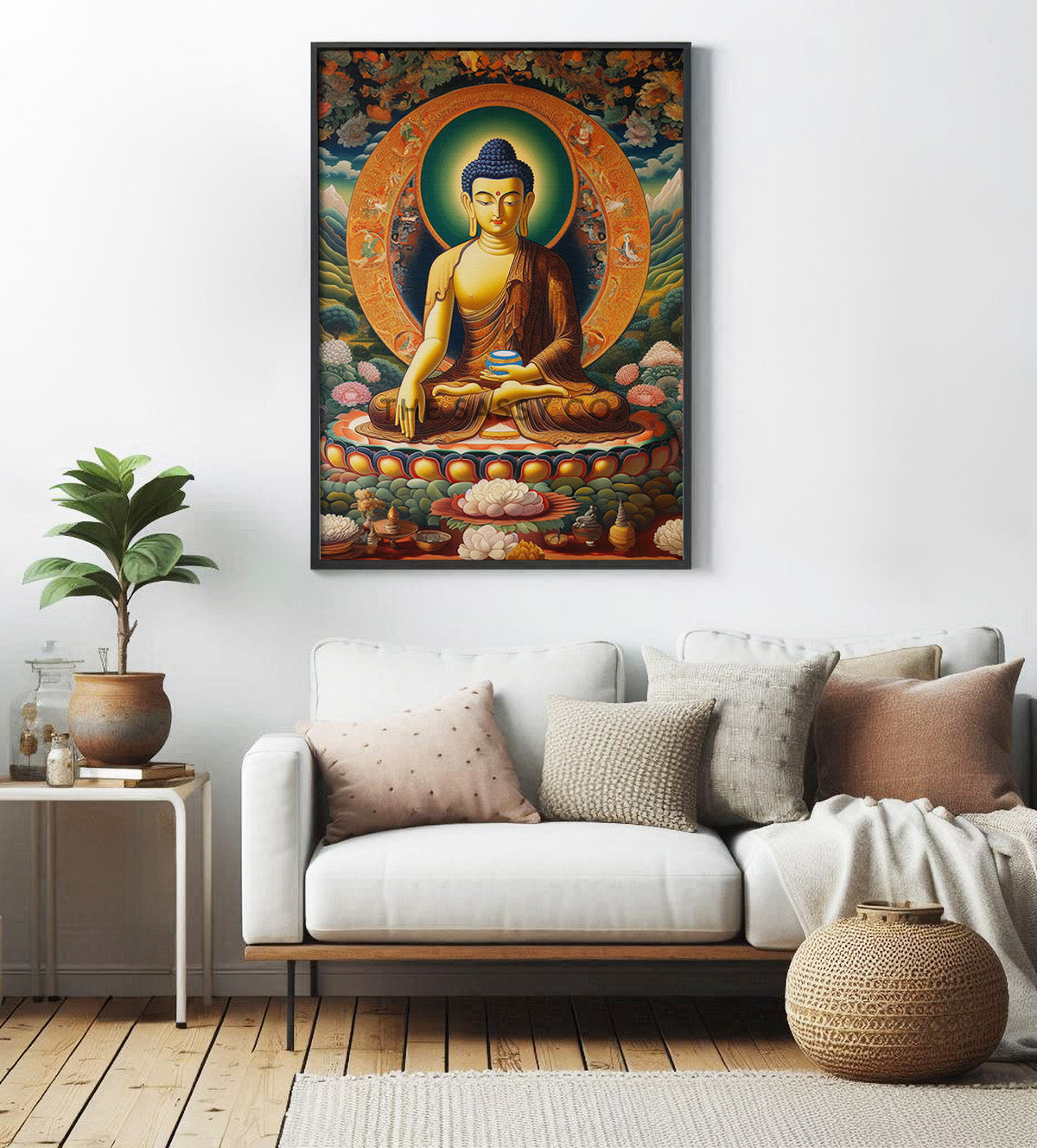 Buddha meditating wall art painting canvas print, framed prints for Bedroom, living room, home decor