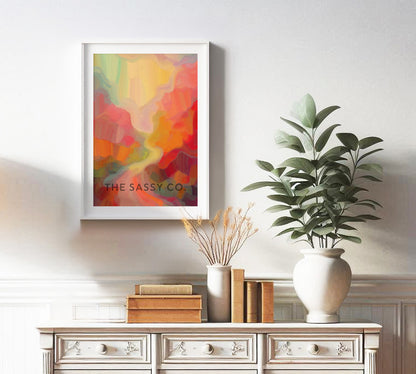 Nature Rain Abstract Colorful Wall art painting canvas print, framed print for living room and home decor