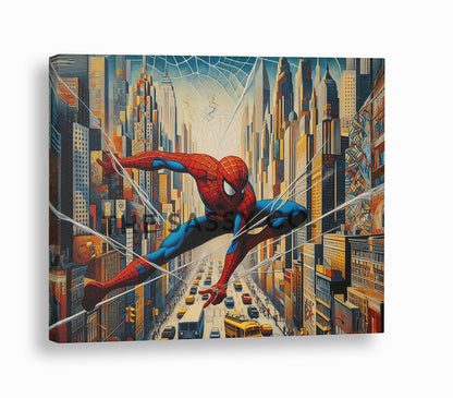 Spiderman in the city wall art painting canvas print, framed print for bedroom, game room decor