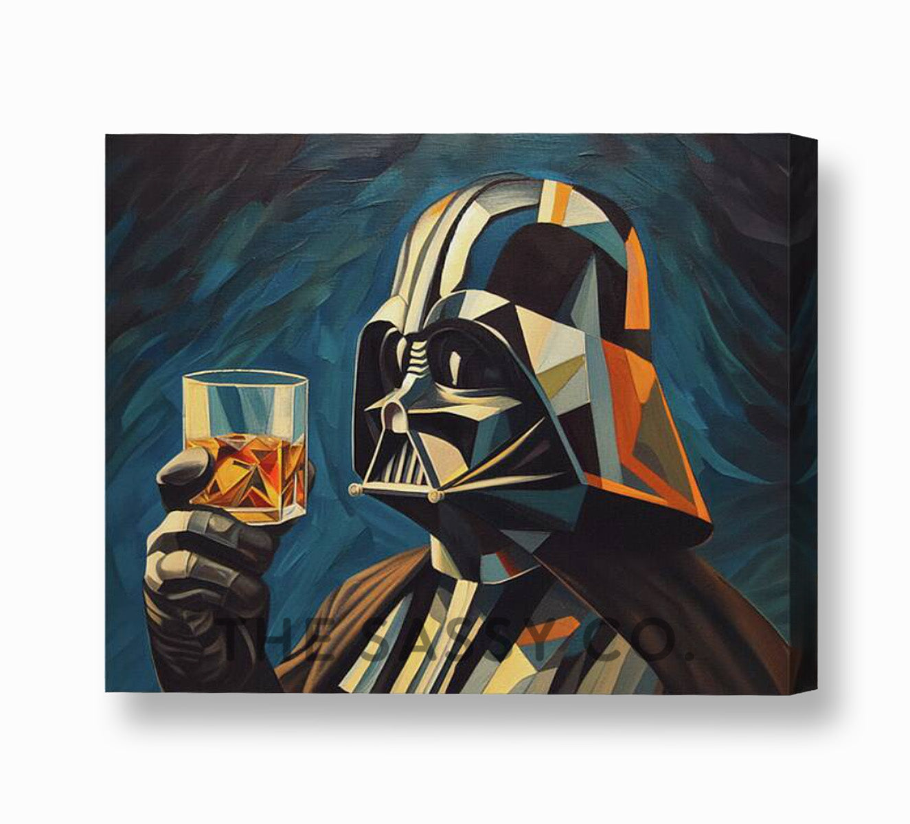 Star Wars inspired, Darth Vader with whiskey wall art painting as canvas print, framed prints for Bedroom, living room, home decor