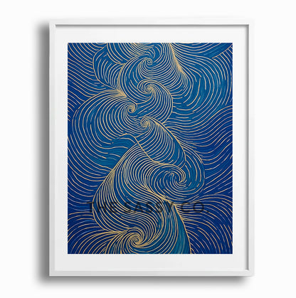 Nature inspired blue abstract wind wall art painting canvas & framed print for bedroom, living decor, office, work station, home decor