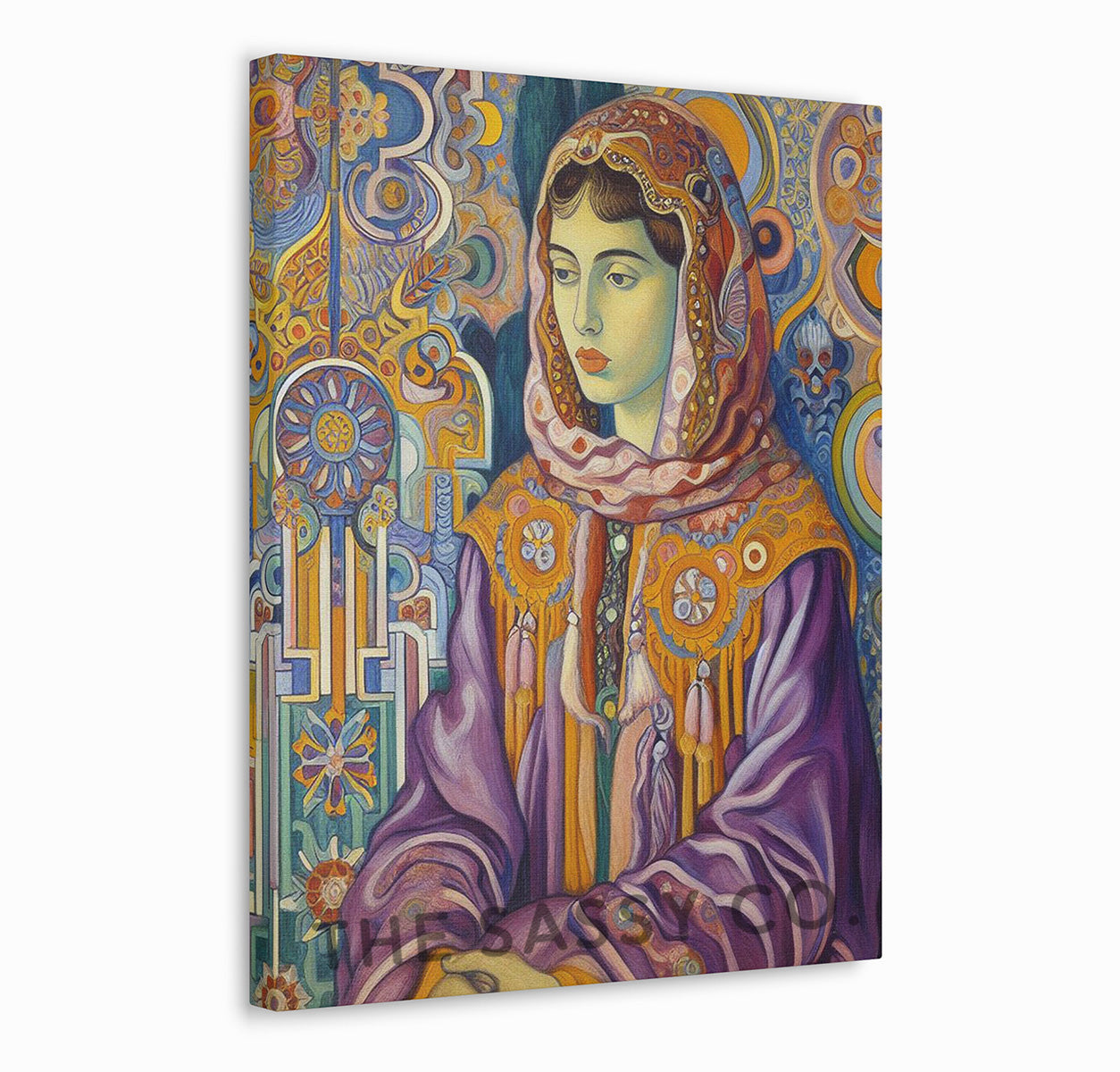 Moroccan Woman Abstract Patterns Geometric wall art painting canvas print, framed print for living room and home decor