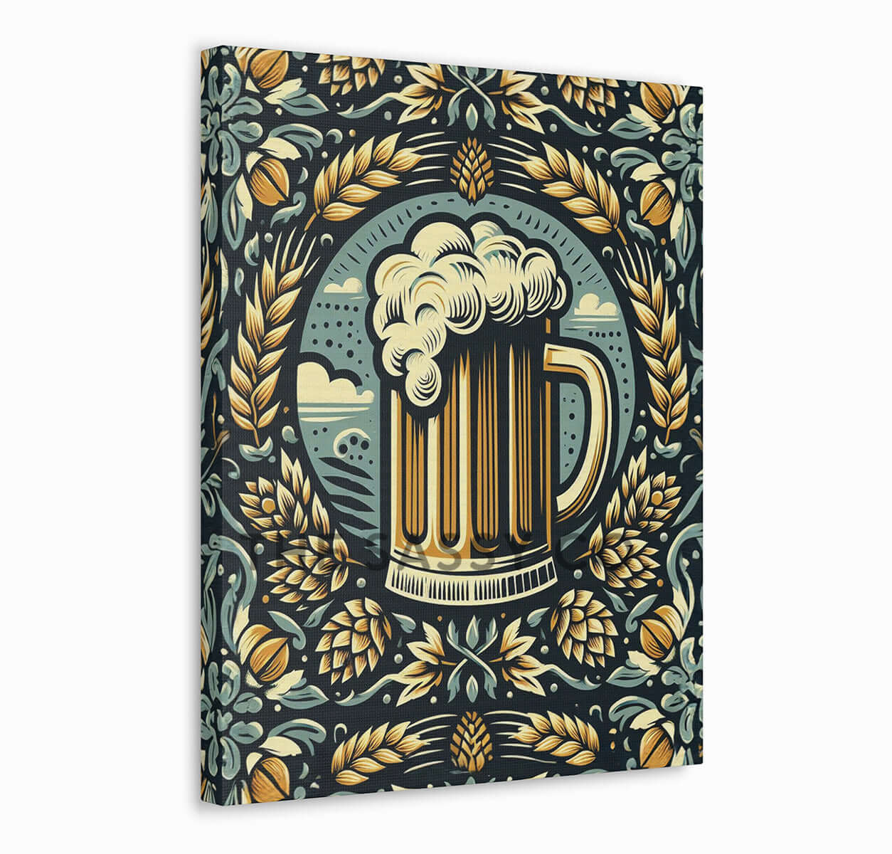 Vintage Style, Surreal Beer Wall Art Painting Canvas print, framed print for bar decor, Kitchen and dining, home decor