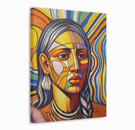 Boho style colorful Abstract woman wall art painting canvas, framed print for living room, home decor