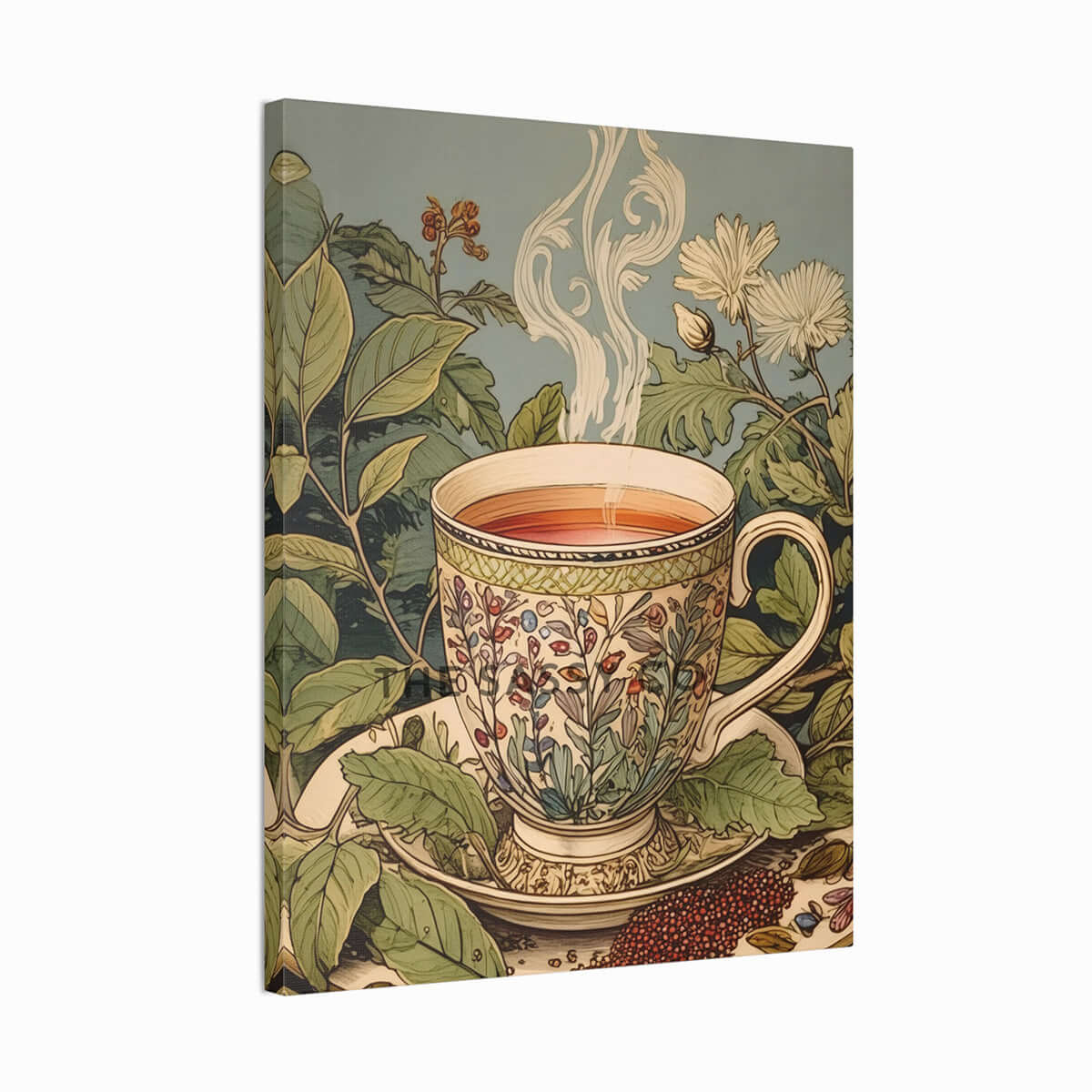 Vintage Style Tea Wall Art Painting Canvas print, framed print for kitchen, dining room, home decor