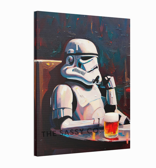 Star Wars inspired, Stormtrooper with beer wall art painting canvas print, framed prints for Bedroom, living room, home decor