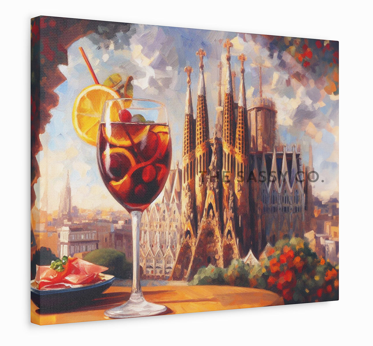 Spain, Barcelona Sangria wall art painting canvas print, framed print for Kitchen and home decor