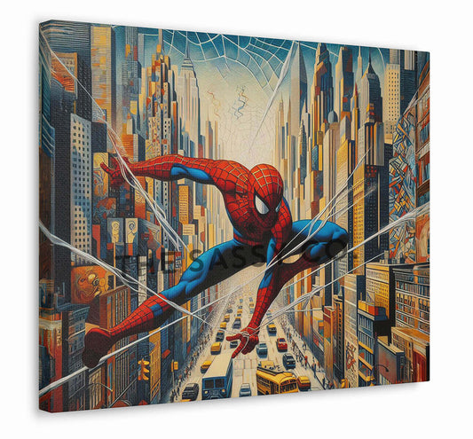 Spiderman in the city wall art painting canvas print, framed print for bedroom, game room decor