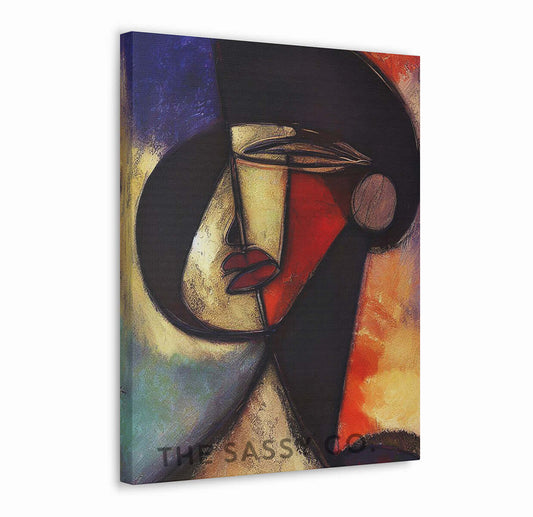 Vibrant Abstract African Woman Modern Wall Art Oil Painting, Canvas & Framed print for living room, home decor