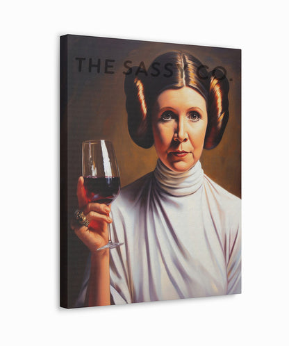 Star Wars inspired, Princess Leia with wine wall art painting, canvas & framed print for Kitchen decor, dining decor, bar art, Home decor