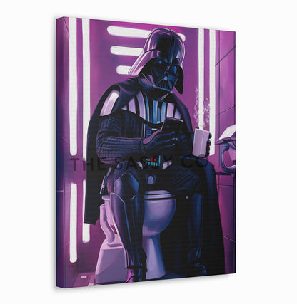 Star Wars inspired, Pink Neon Darth Vader bathroom wall art painting canvas, framed print for bathroom decor