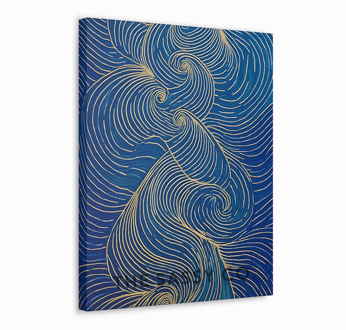 Nature inspired blue abstract wind wall art painting canvas & framed print for bedroom, living decor, office, work station, home decor