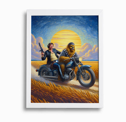 Star Wars inspired, Han Solo and Chewbacca wall art painting canvas print, framed prints for Bedroom, living room, game room and home decor