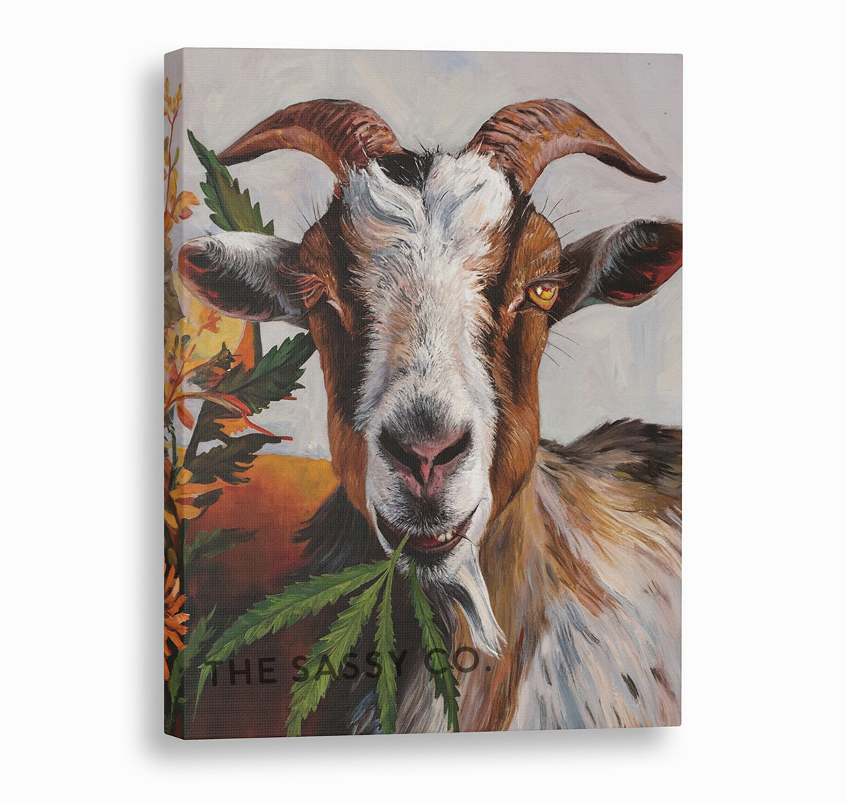 Rustic Funny animal, Whimsical Goat wall art painting canvas print, framed print for home decor