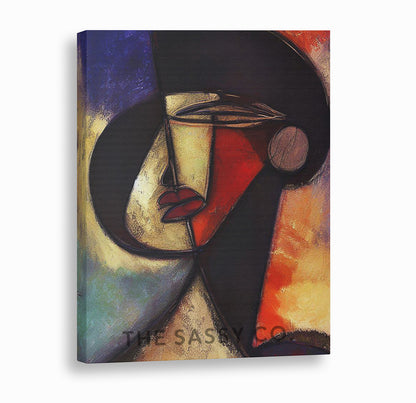 Vibrant Abstract African Woman Modern Wall Art Oil Painting, Canvas & Framed print for living room, home decor