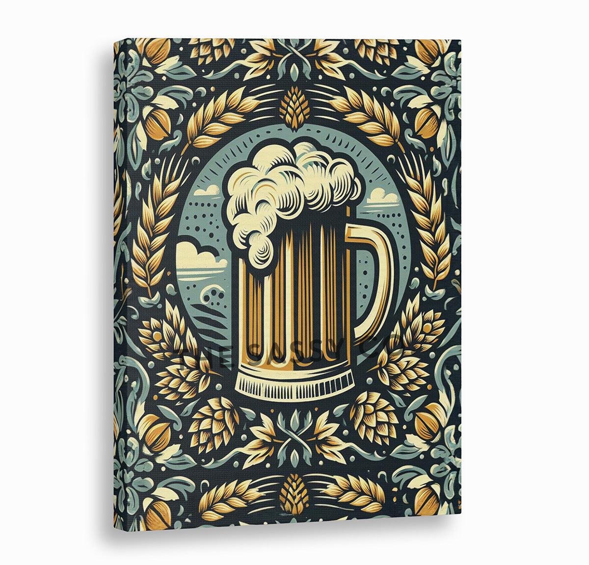 Vintage Style, Surreal Beer Wall Art Painting Canvas print, framed print for bar decor, Kitchen and dining, home decor