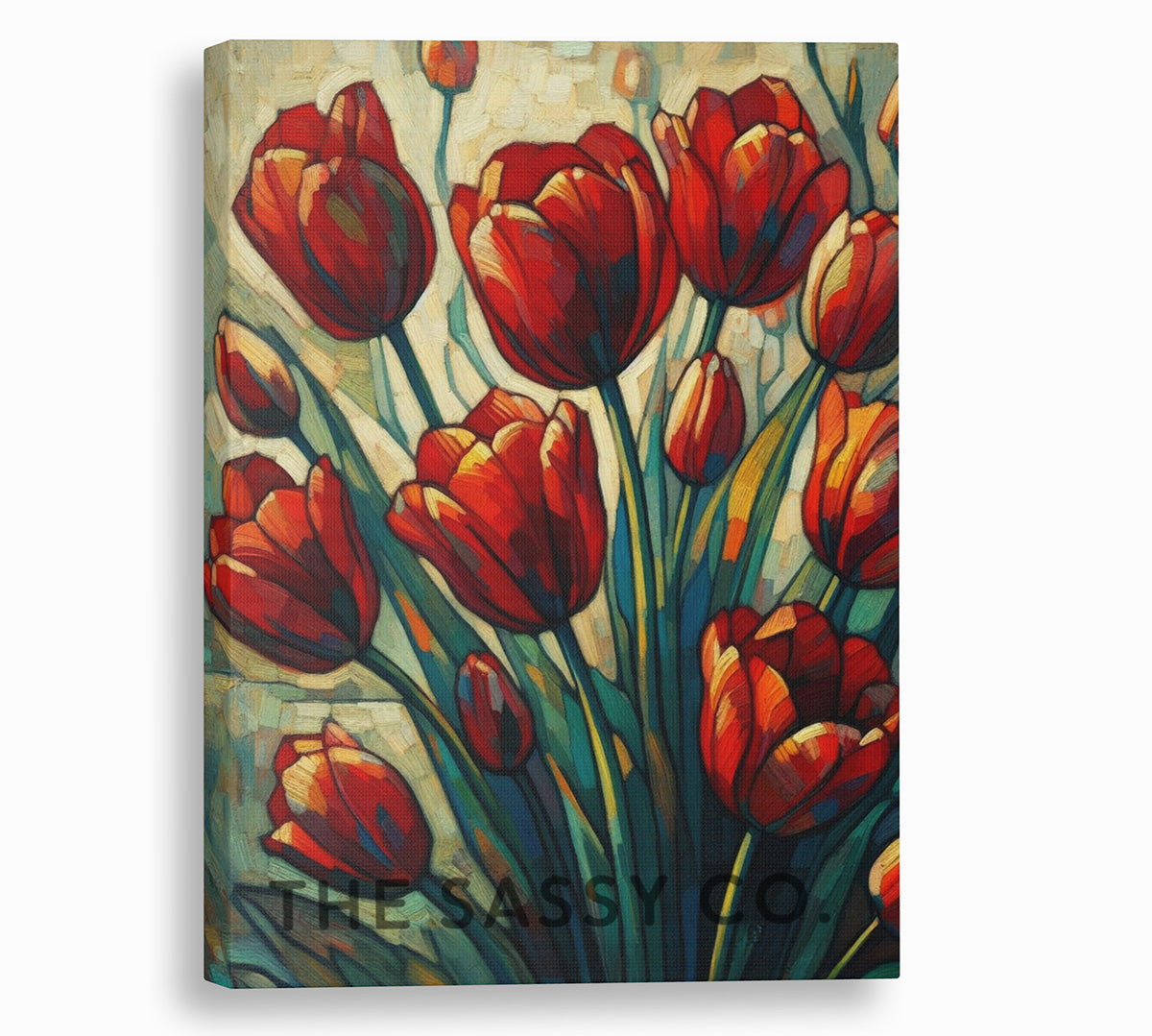 Floral red Tulips wall art painting canvas prints, framed prints bedroom wall, living room, home decor