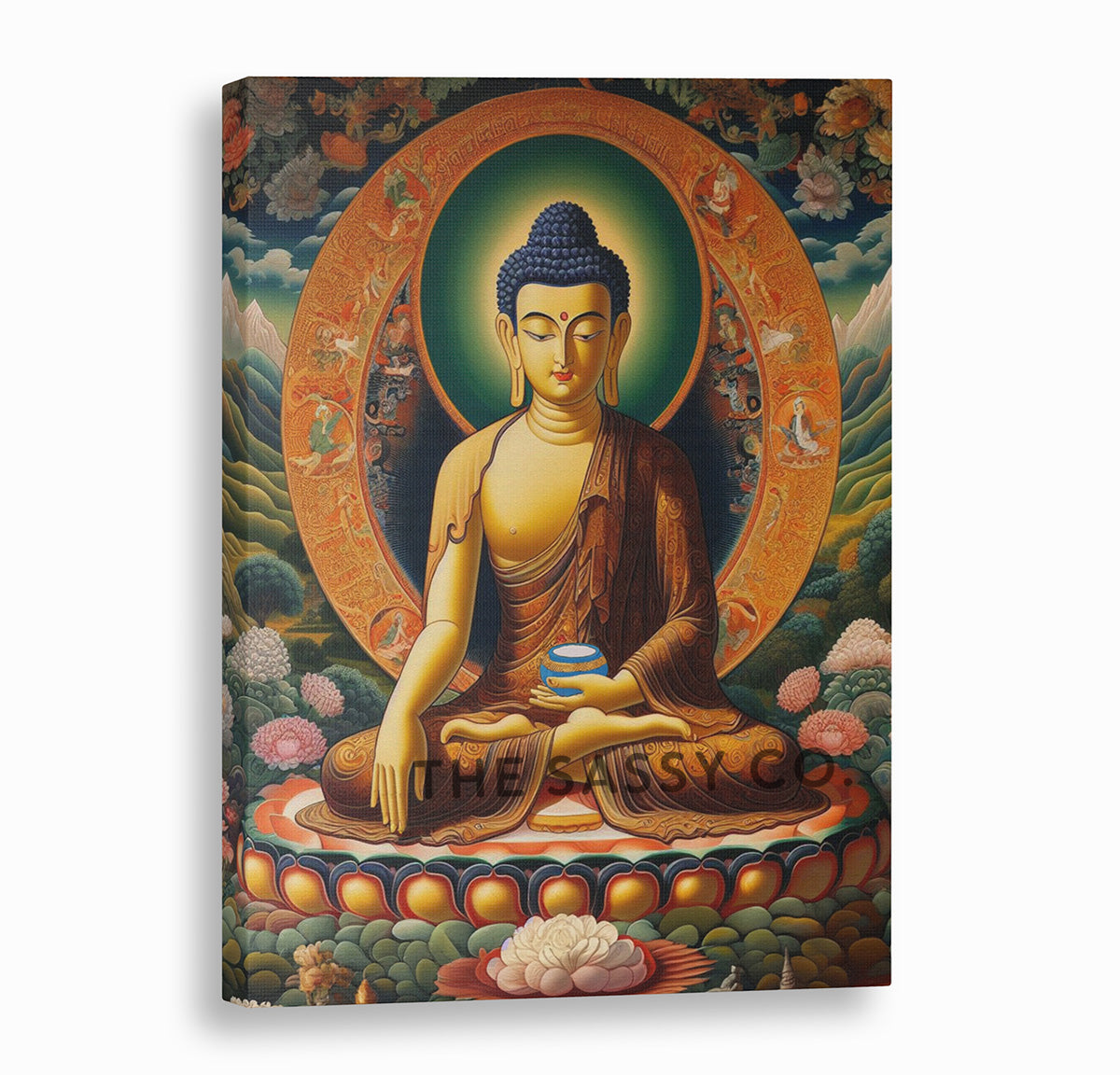 Peaceful Buddha meditating wall art painting canvas print, framed prints for Bedroom, living room, home decor