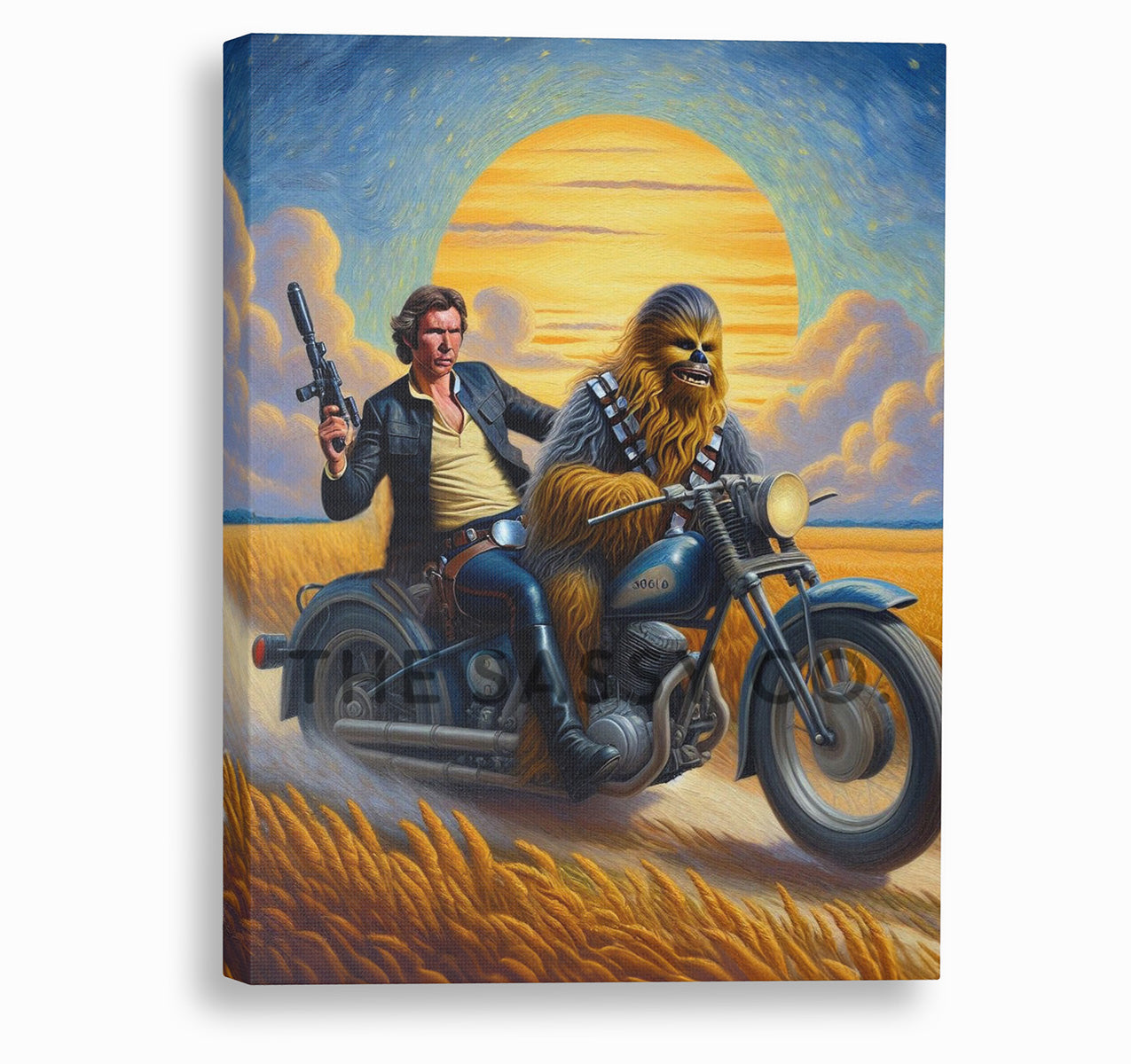 Star Wars inspired, Han Solo and Chewbacca wall art painting canvas print, framed prints for Bedroom, living room, game room and home decor