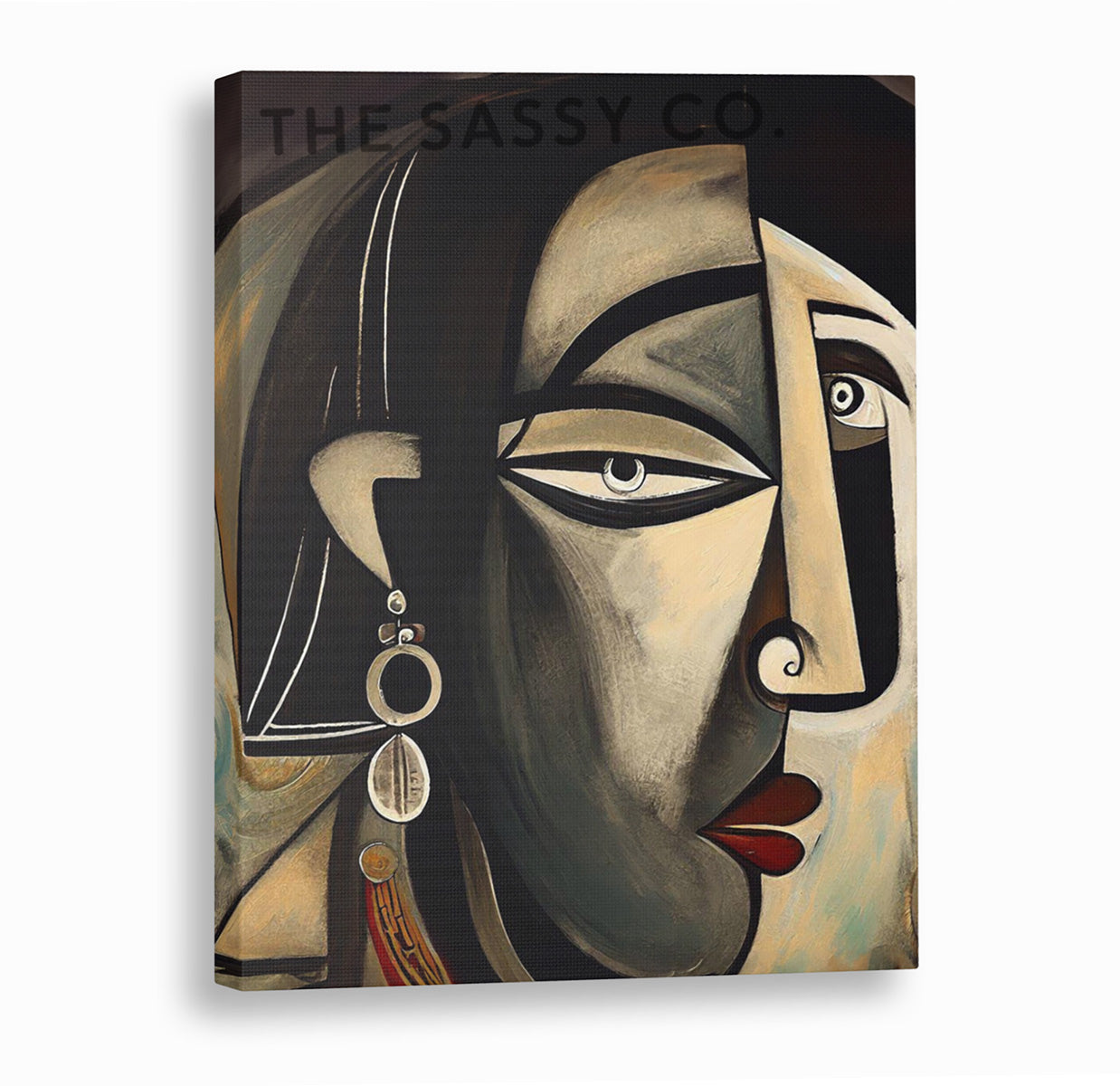 Picasso style modern woman wall art painting canvas print, framed prints for living room, home decor