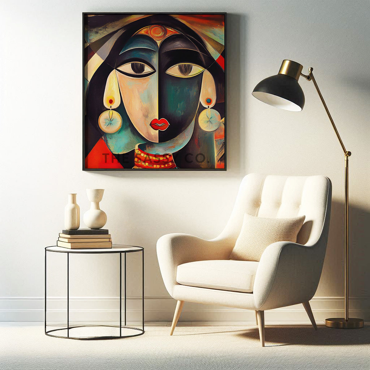 Picasso Style Indian Woman Abstract Wall Art Painting canvas print, framed print for living room and home decor