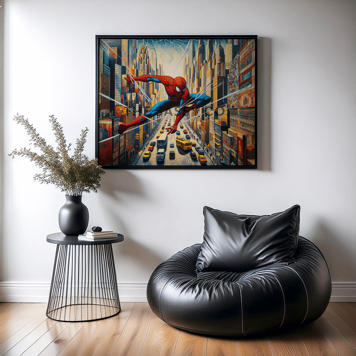 Spiderman in the city wall art painting canvas print, framed print for bedroom, game room decor