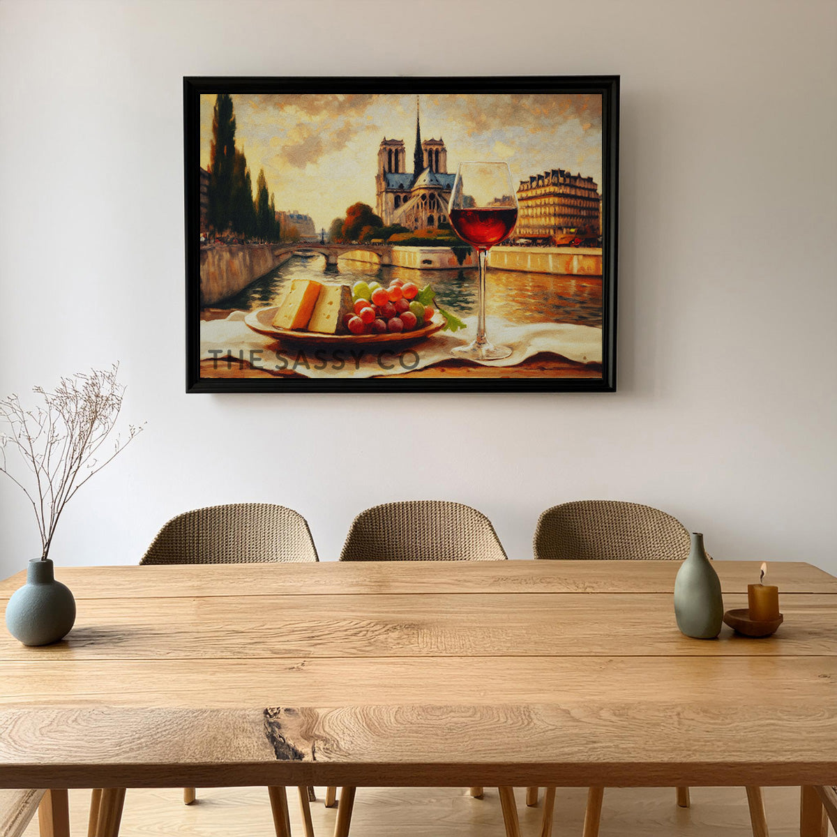 Retro Paris travel wall art painting as canvas print, framed prints for Kitchen, living room, home decor