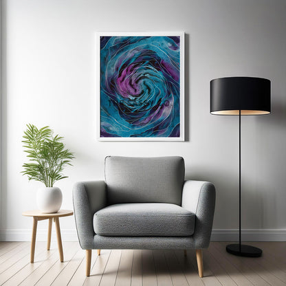 Abstract nature, space, watercolor wall art painting canvas print, framed prints for living room, bedroom, home decor