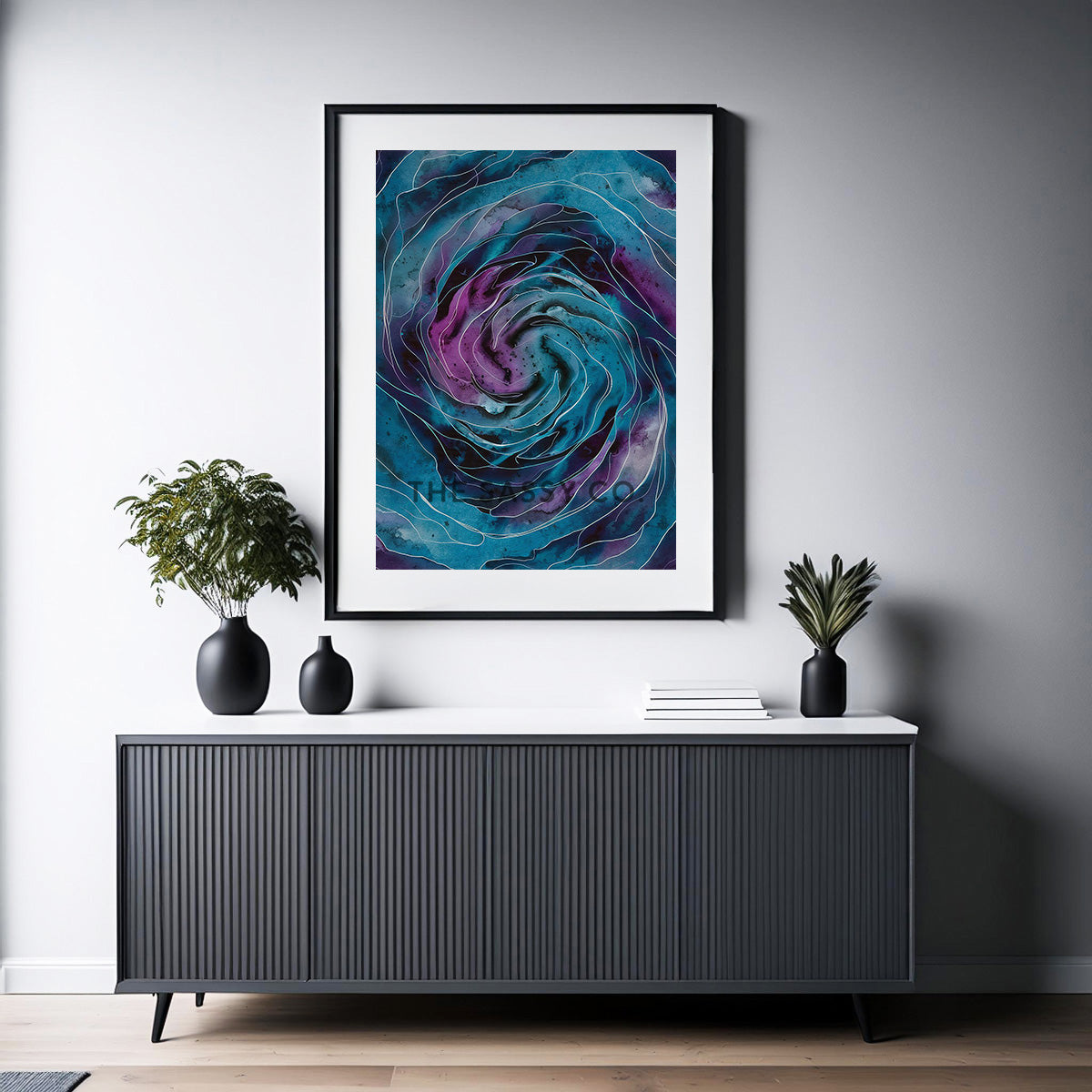 Abstract nature, space, watercolor wall art painting canvas print, framed prints for living room, bedroom, home decor