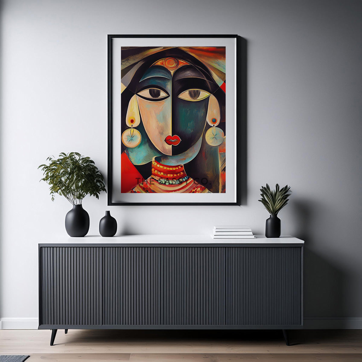 Picasso Style Indian Woman Abstract Wall Art Painting canvas print, framed print for living room and home decor