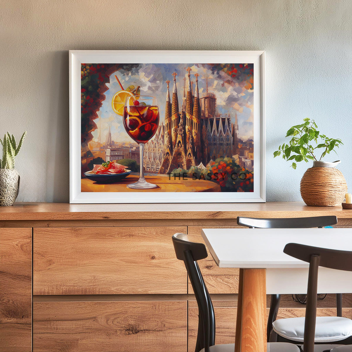 Spain, Barcelona Sangria wall art painting canvas print, framed print for Kitchen and home decor