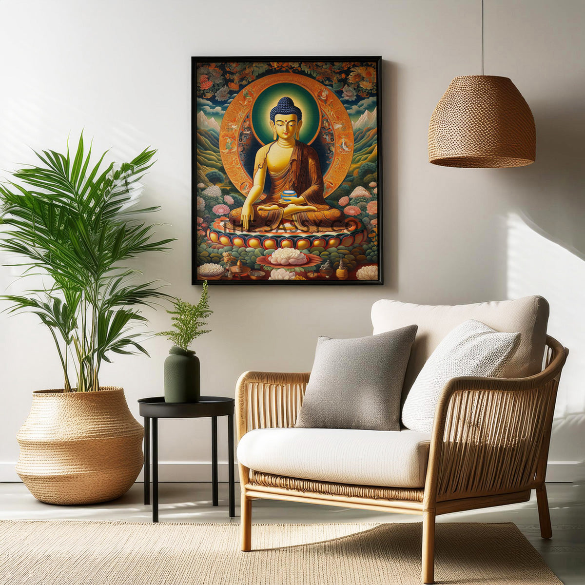 Buddha meditating wall art painting canvas print, framed prints for Bedroom, living room, home decor